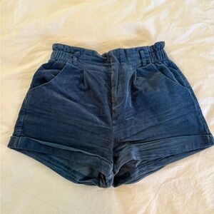 Cider High Waist Blue Corduroy Shorts